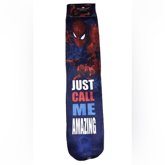 Spider Man Homecoming Crew Socks 2 Pair Men's 6-12 Blue Black Red Marvel Spidey - Picture 1 of 8